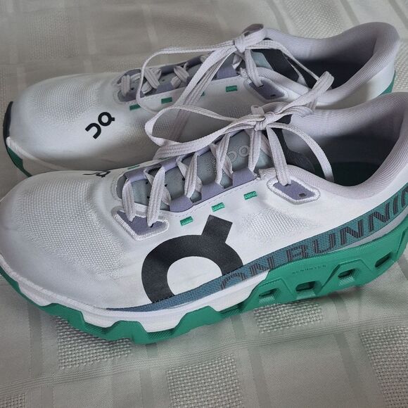 On Running Women's Cloudmonster Hyper Sneakers - White and Green - Picture 16 of 16